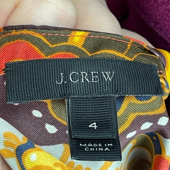 J crew size 4 silk sleeveless blouse warm color print - Picture 6 of 6